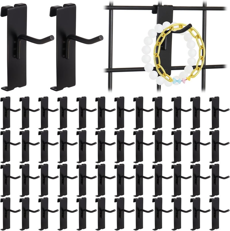 Alffun 50 Pack Gridwall Hooks, 2 Inch Heavy Duty Display Hooks for Wire Grid Wall Panels, Gridwall Accessories for Retail, Craft Shows, Garage Storage, and Home Organization, Black - Image 1